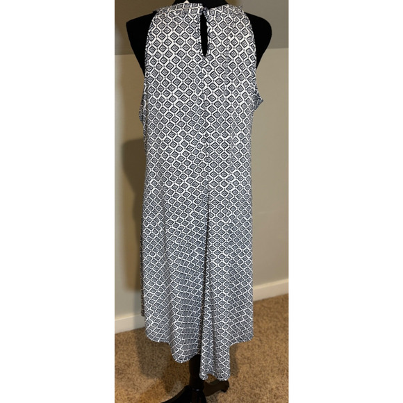 Boho Paisley Embroidered Halter Dress Blue & White sz XL‎ Coastal travel career - Picture 4 of 10